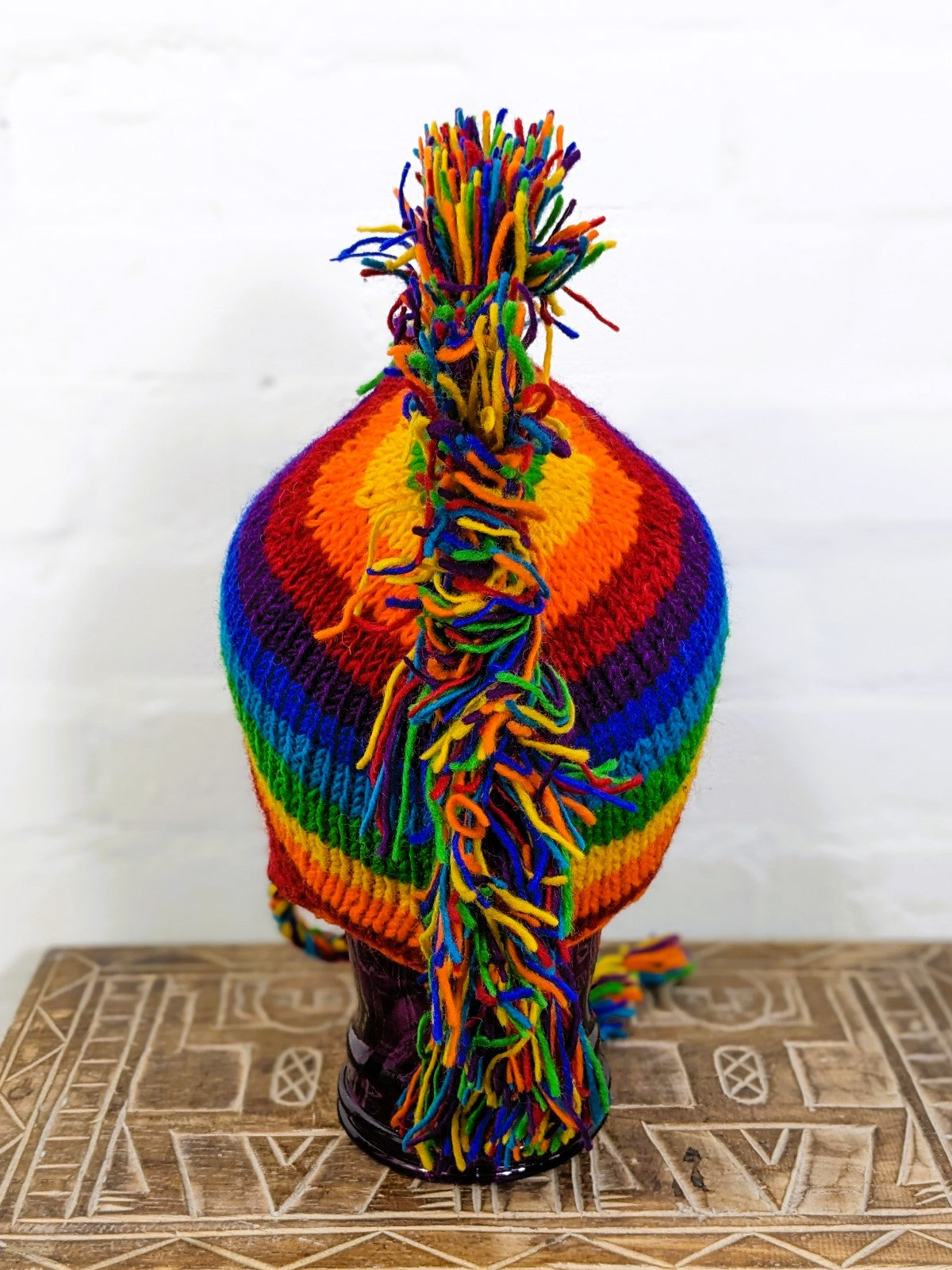 Wool Rainbow Mohican Hat