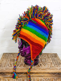 Wool Rainbow Mohican Hat