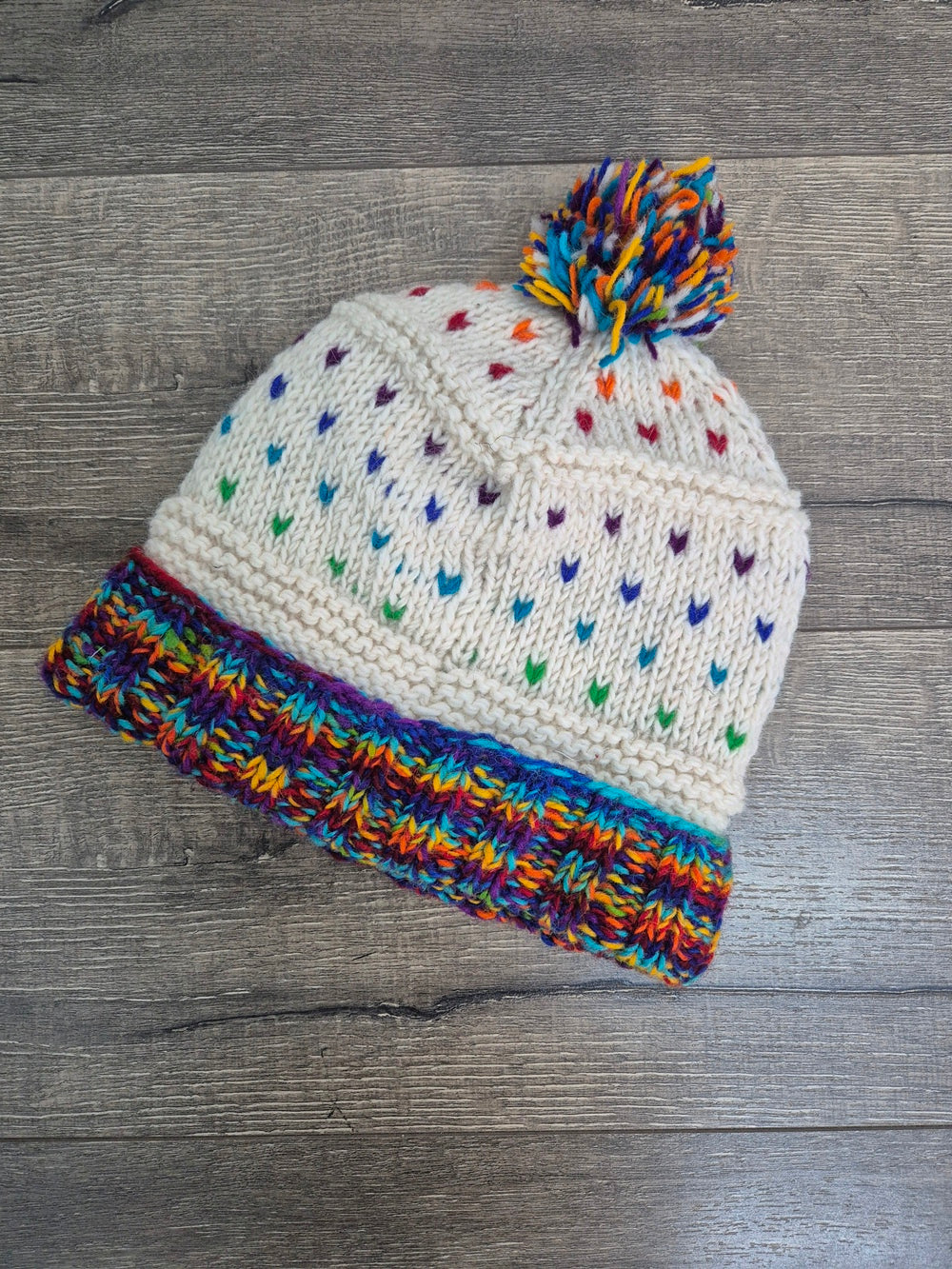 Rainbow Pattern  Bobble Hat