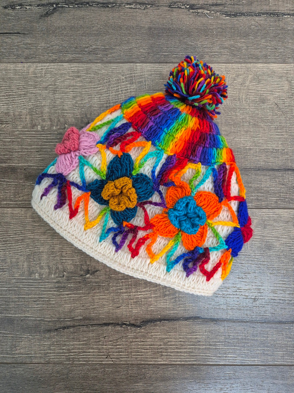 Rainbow Crochet Bobble Hat