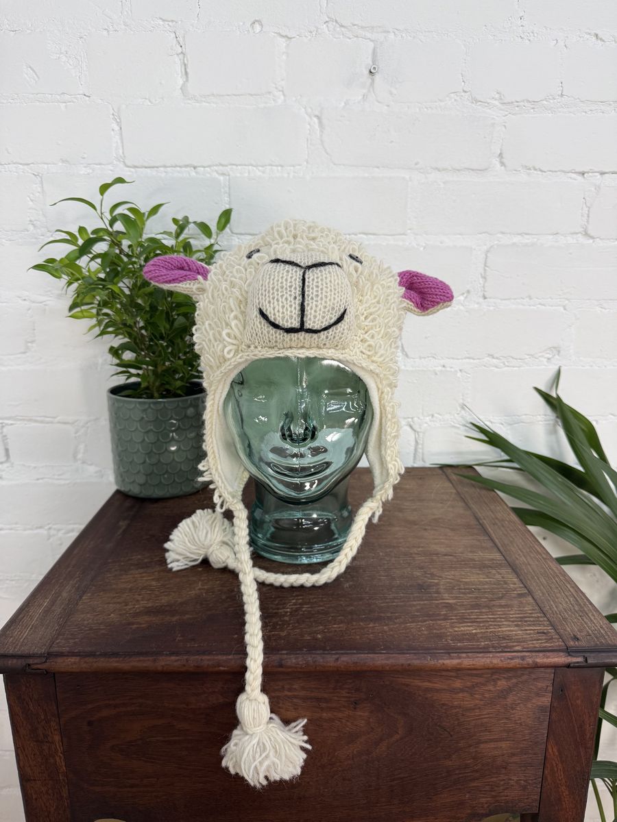 Loopy Knit Sheep Ear Flap Hat