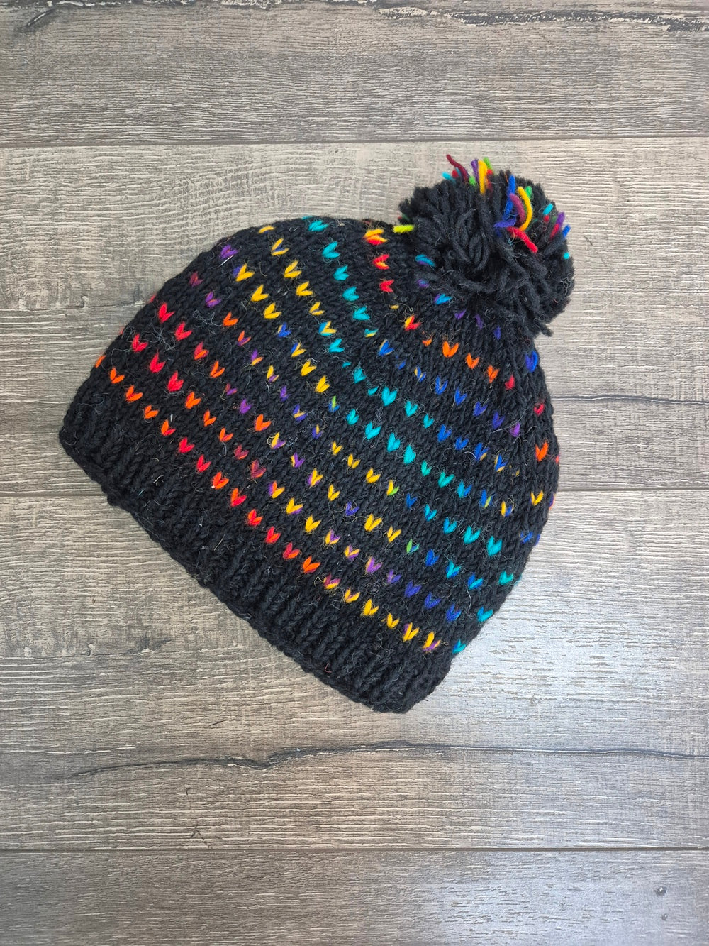 Bobble Hat With Rainbow Stars