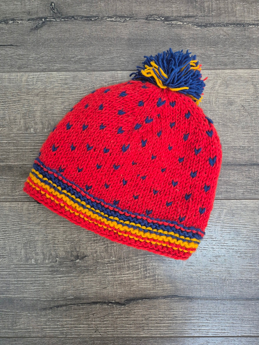Bobble Hat With Heart Pattern