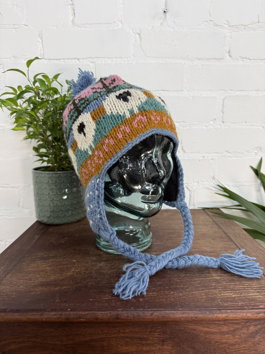 Ear Flap Hat With Sheep