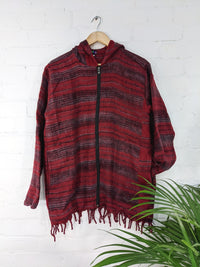 Blanket Fabric Hooded Zip Top