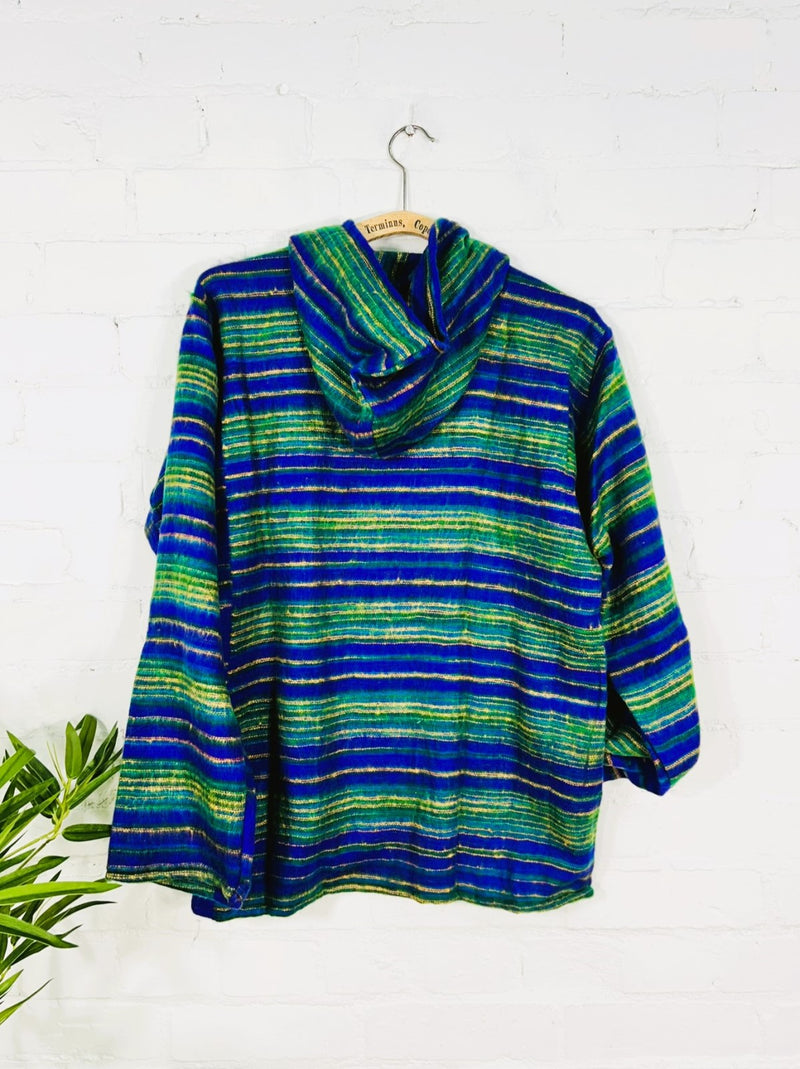 Blanket Fabric Hooded Zip Top