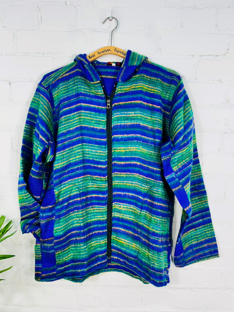 Blanket Fabric Hooded Zip Top