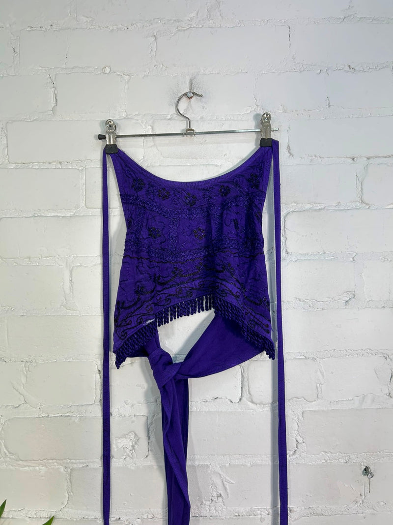 Cropped Tie Halter Top