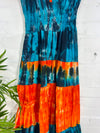 Tie Dye Cap Sleeve Long Dress