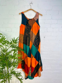 Patchwork Sleeveless Long Dress