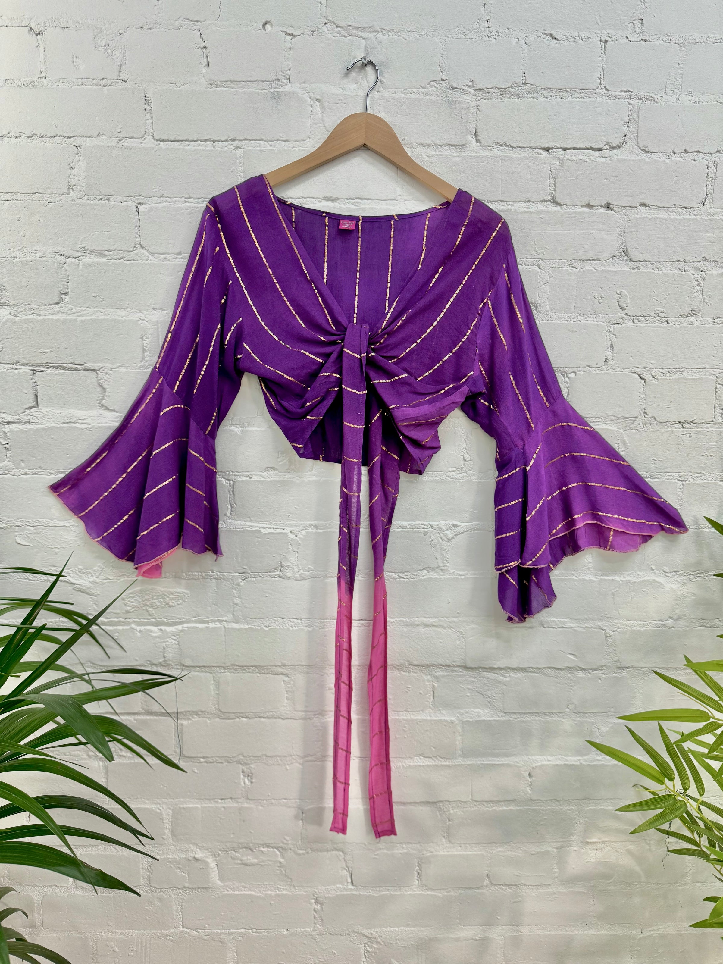 Flared Sleeve Wrap Top