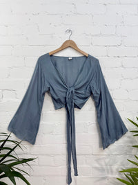 Plain Long Sleeve Tie Top