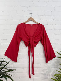Plain Long Sleeve Tie Top