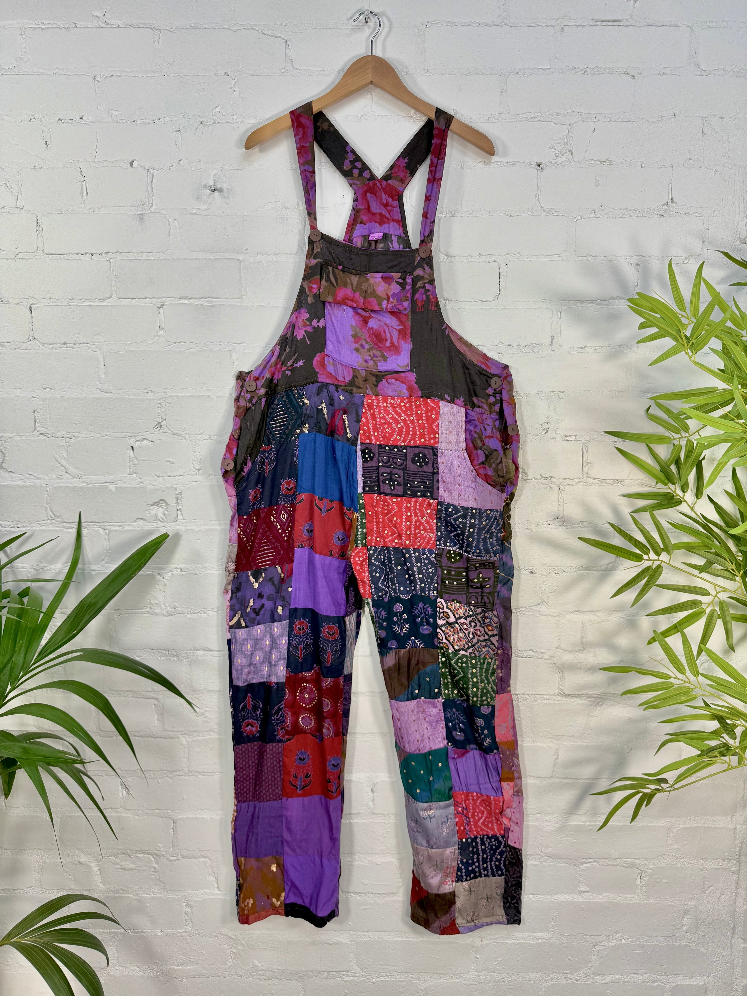 Patchwork Long Dungarees