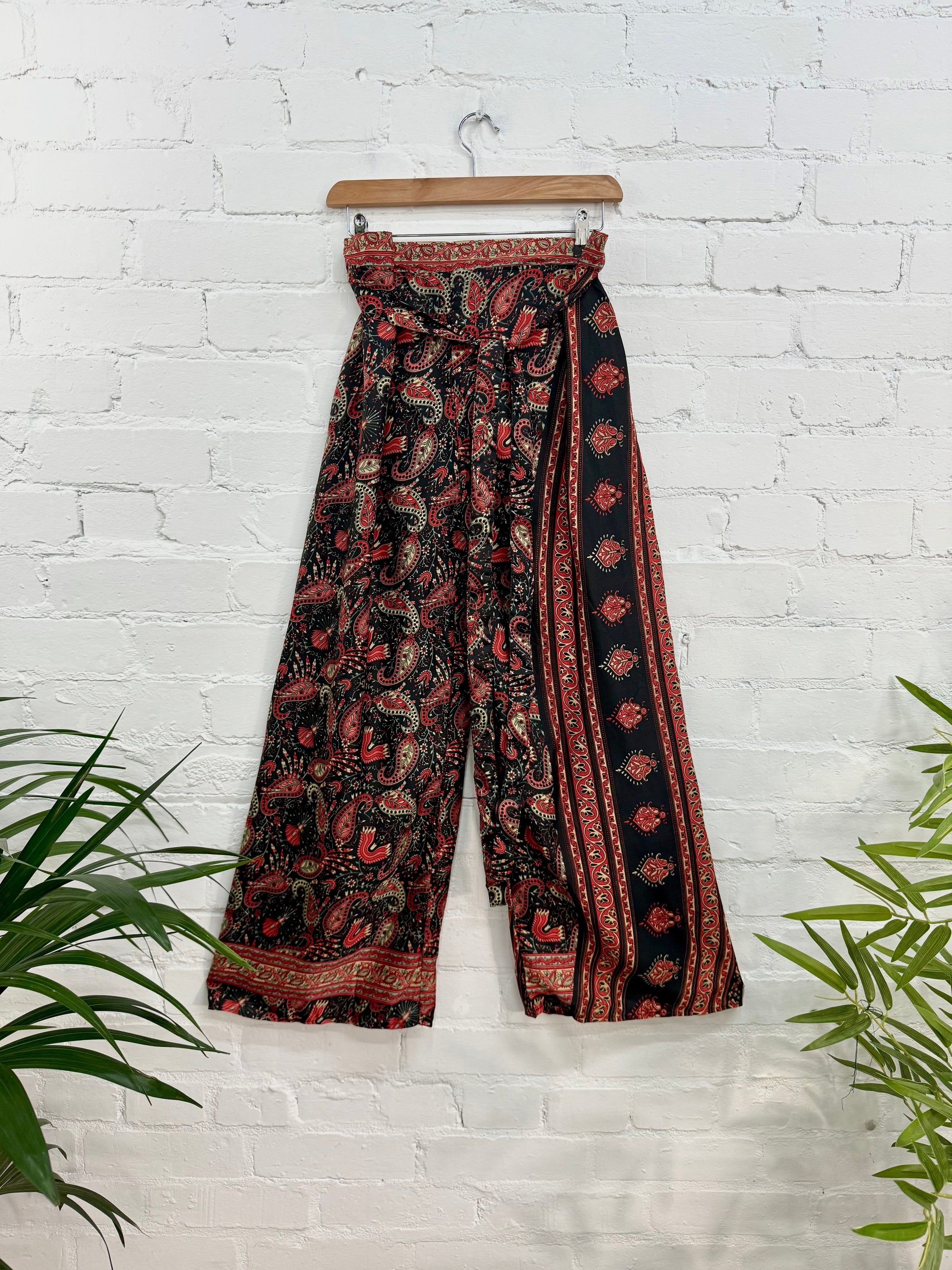 Patterned Silky Wide Leg Trousers