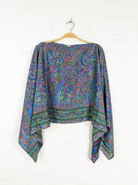 Recycled Sari Silk Poncho Top