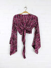 Recycled Sari Silk Long Sleeve Tie Top