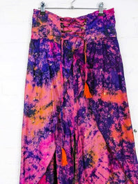 Recycled Sari Silk Long Open Leg Trousers
