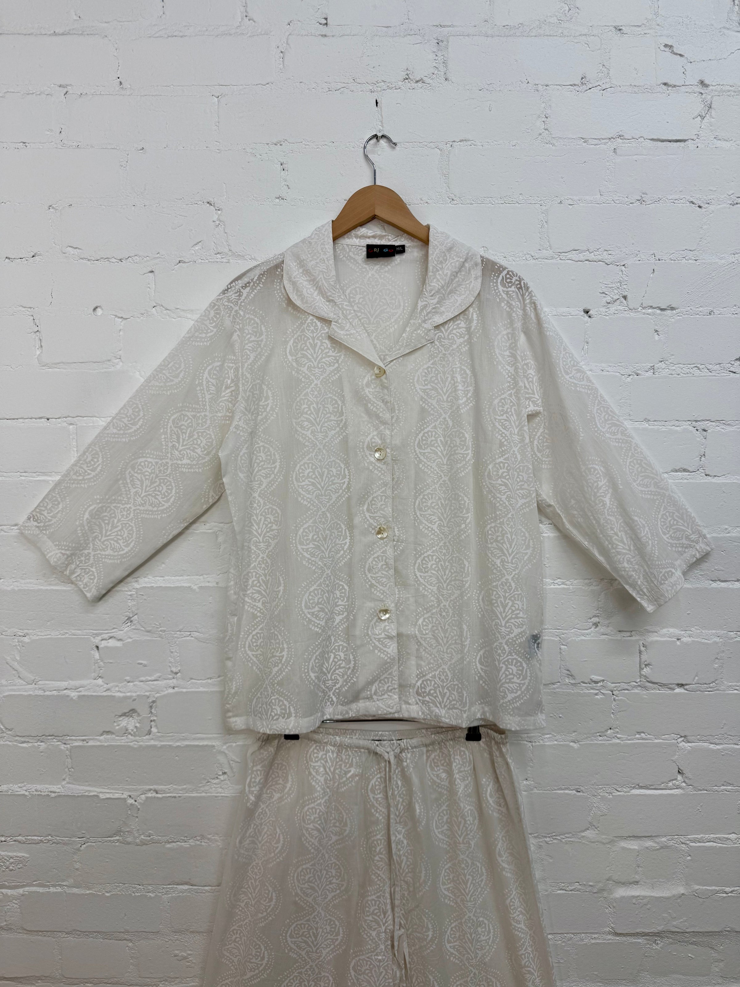 Damask Print Long Pyjama Set