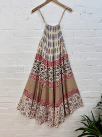 Printed Long Strappy Dress