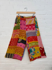 3/4 Length Wide Leg Kantha Trousers