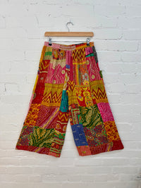 3/4 Length Wide Leg Kantha Trousers