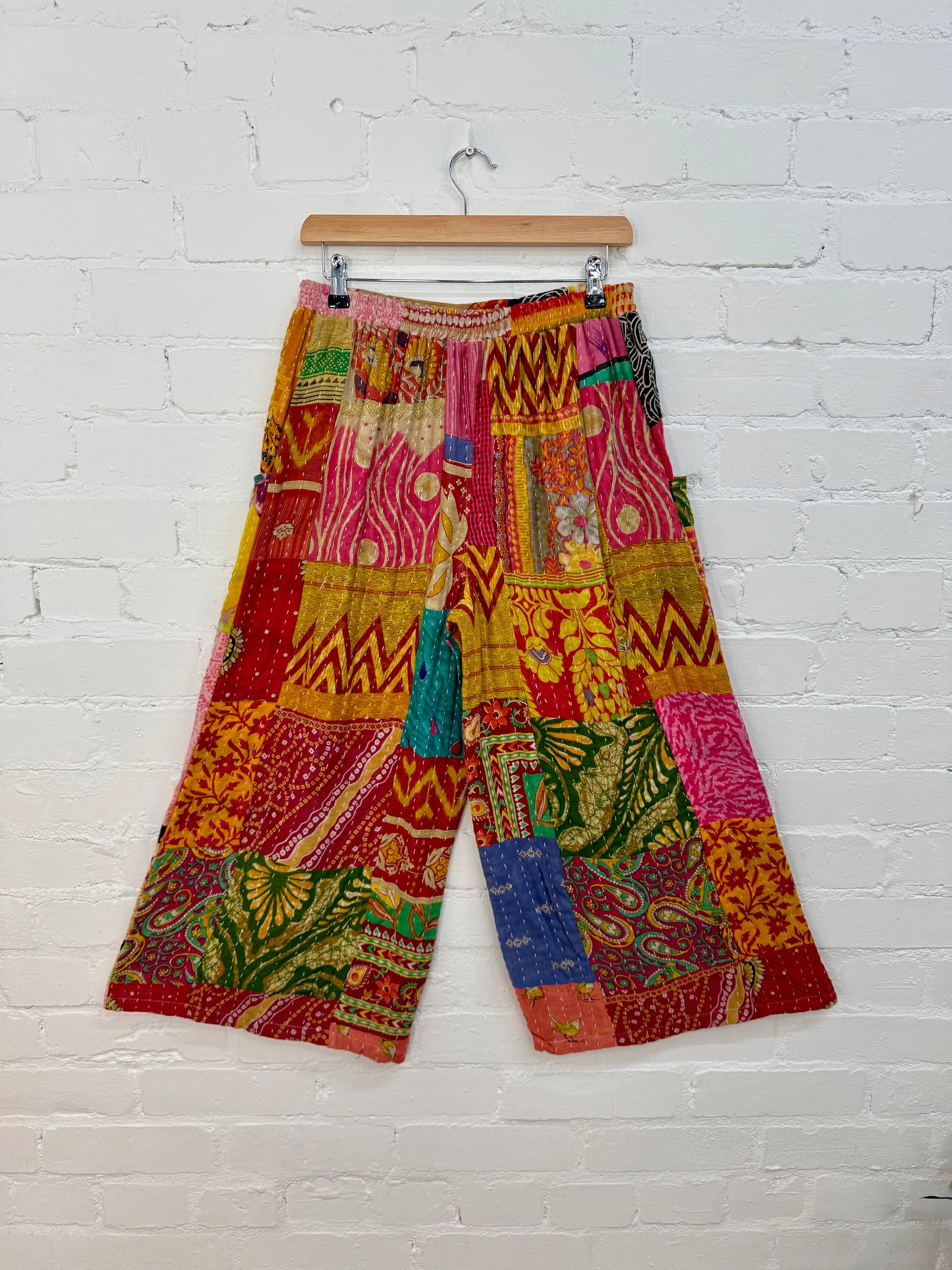 3/4 Length Wide Leg Kantha Trousers
