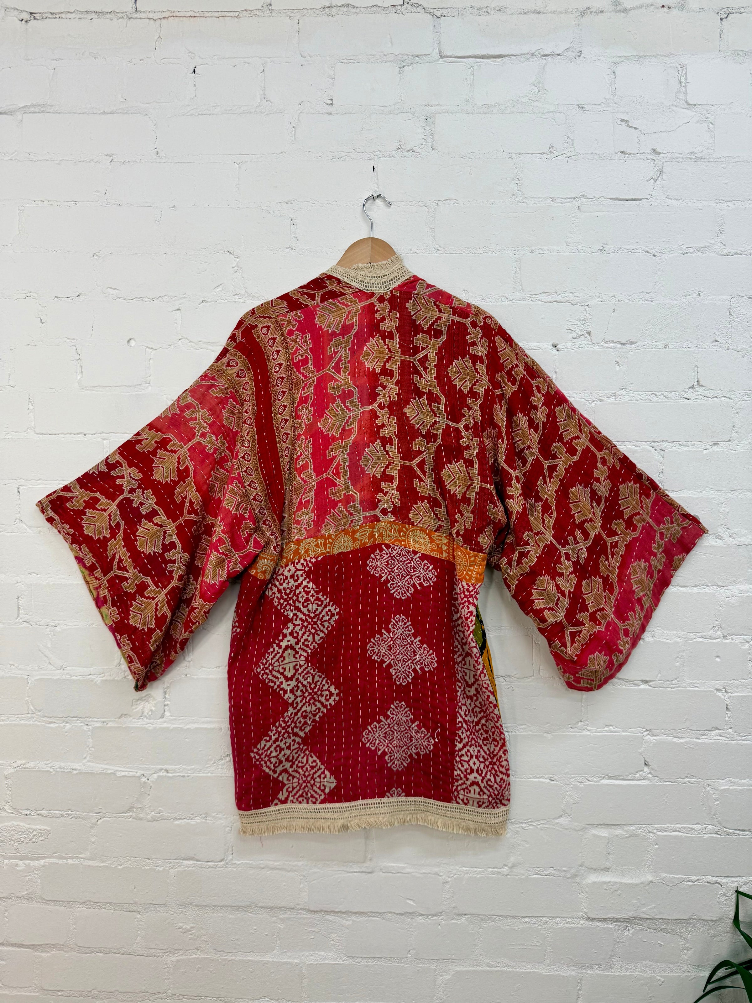 Wide Sleeve Kantha Midi Kimono