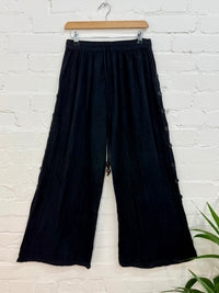 Wide Leg Button Trousers