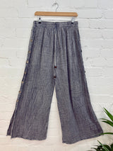 Wide Leg Button Trousers