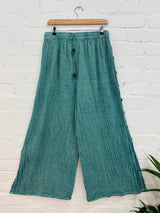 Wide Leg Button Trousers