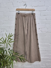 Wide Leg Button Trousers