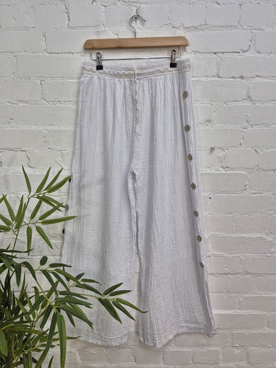 Wide Leg Button Trousers