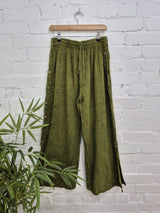 Wide Leg Button Trousers