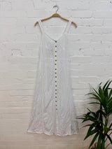 Long Embroidered Button Dress