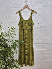 Long Embroidered Button Dress