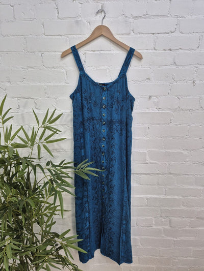Long Embroidered Button Dress