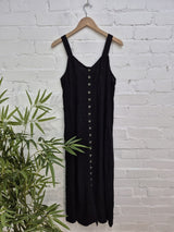 Long Embroidered Button Dress