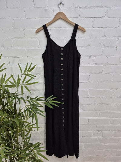 Long Embroidered Button Dress