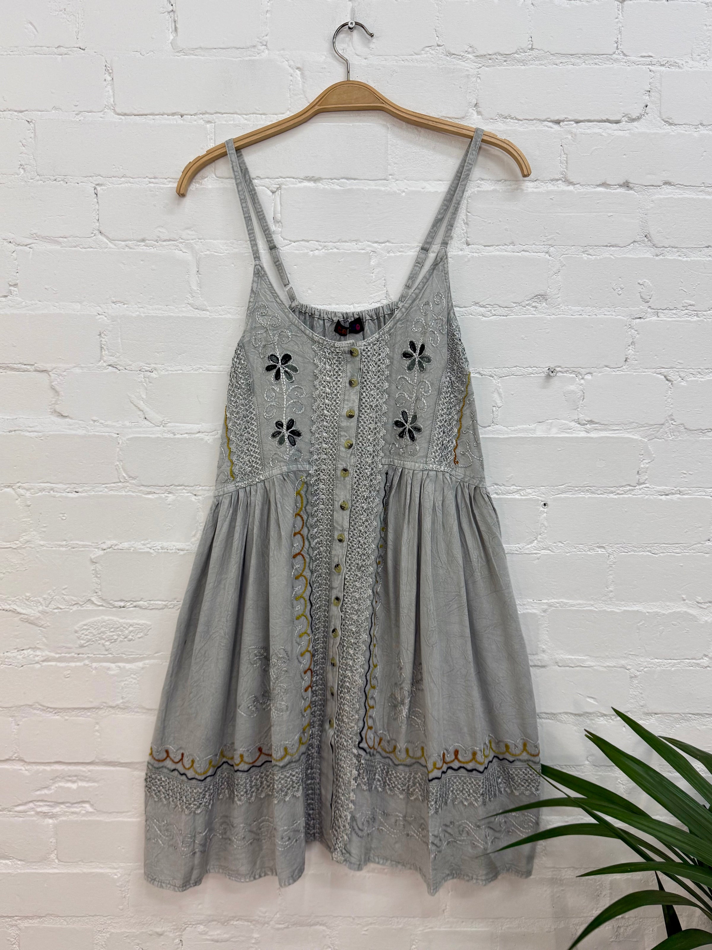 Short Strappy Button Dress