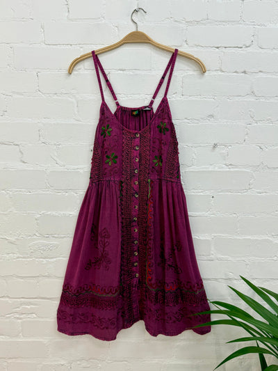 Short Strappy Button Dress