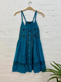 Short Strappy Button Dress