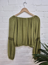 Long Sleeve Cropped Gypsy Top