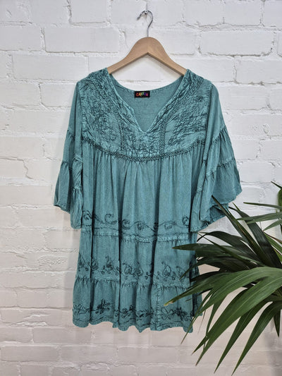 Embroidered Long Sleeve Tunic Top
