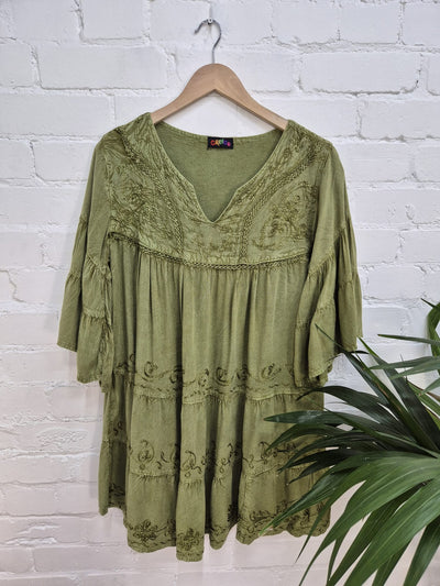 Embroidered Long Sleeve Tunic Top