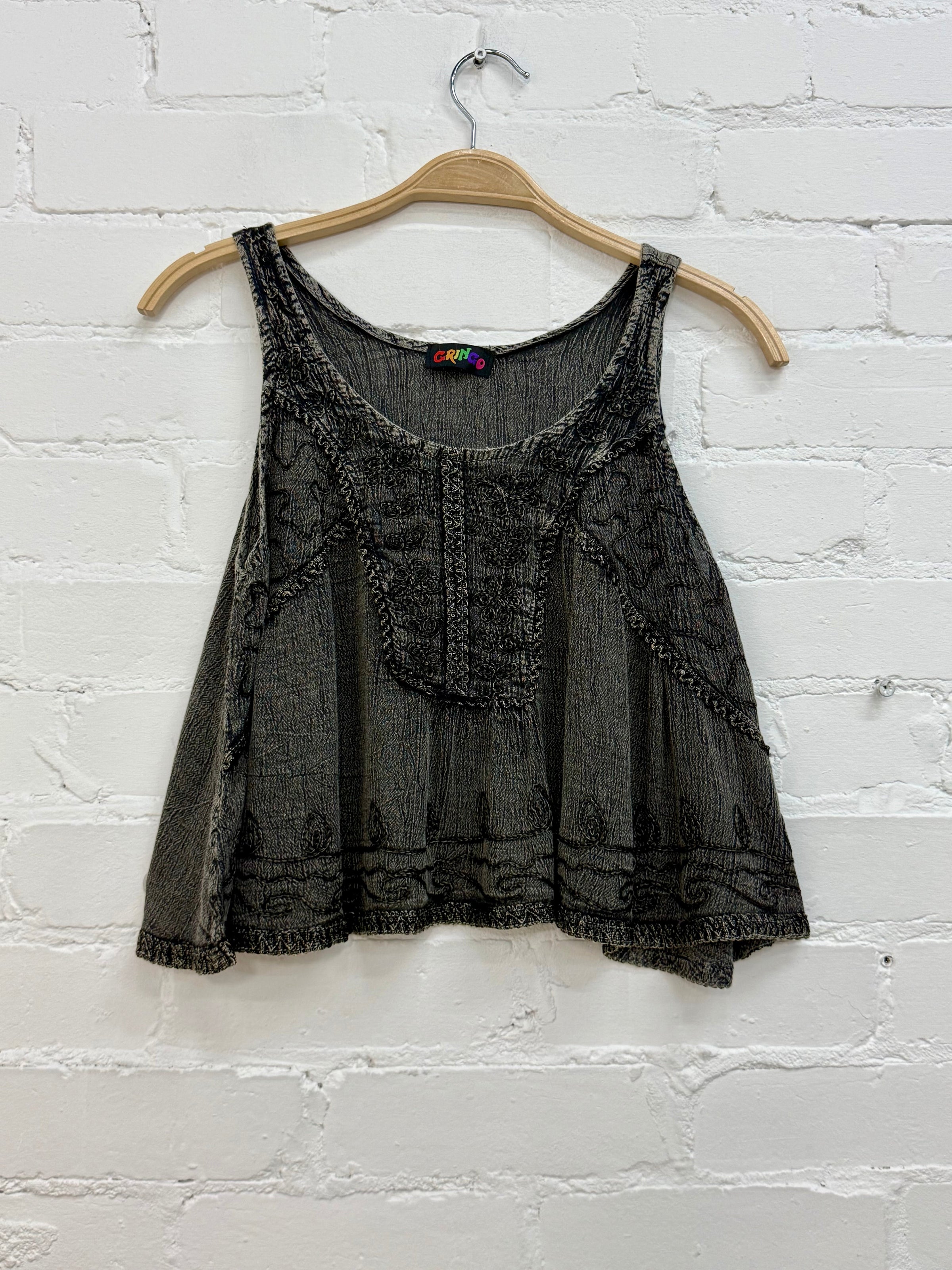 Short Embroidered Vest Top