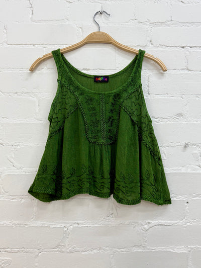 Short Embroidered Vest Top