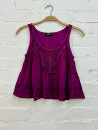 Short Embroidered Vest Top