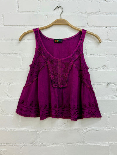 Short Embroidered Vest Top