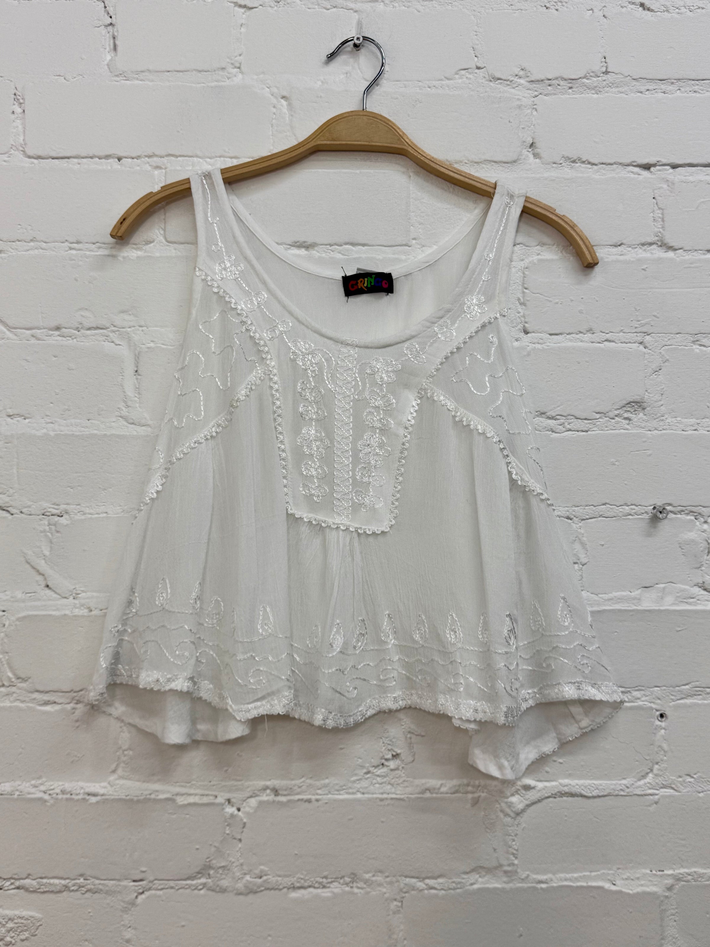 Short Embroidered Vest Top